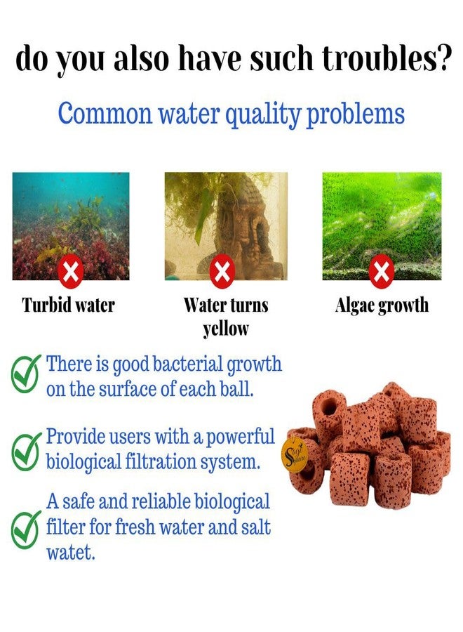 Sage Square Aquarium Cleaning Filter Media, Ceramic Filter Ring, Ceramic Ring Fish Filter for Aquarium Bio Media Ceramic Ring (500grm) - Image 2